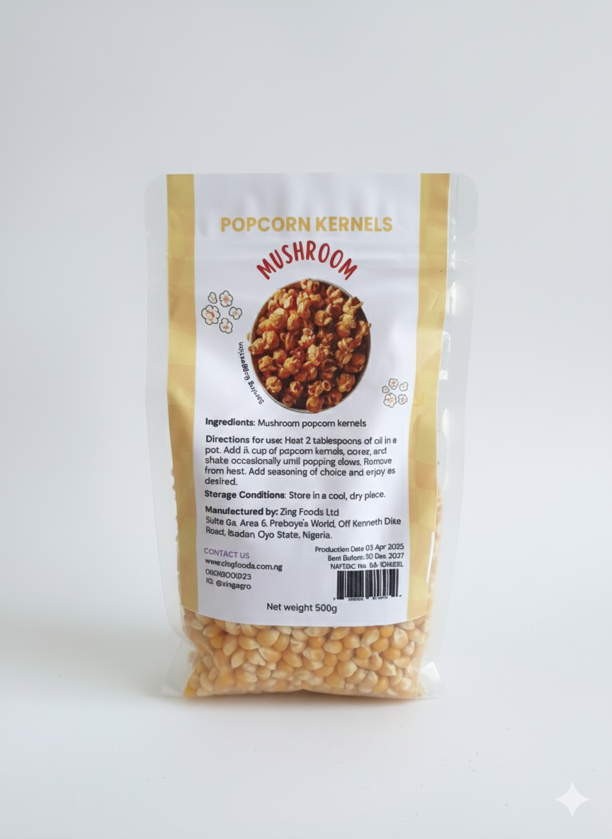 Mushroom Popcorn Kernels (Popping corn) 500g